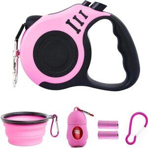 Retractable Dog Leash Lightweight 16FT Leash, with Folding Bowl,Dispenser,Waste